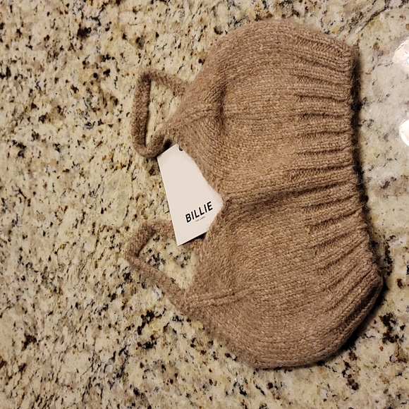 BILLIE THE LABEL Tan Geri Bra Style Alpaca Merino Wool Blend Sweater - Picture 3 of 6